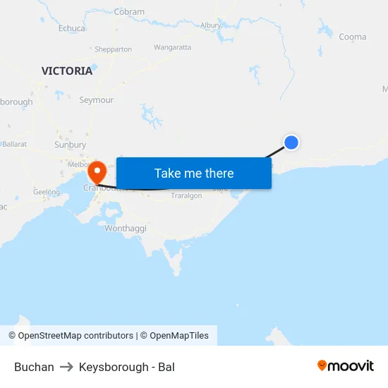 Buchan to Keysborough - Bal map