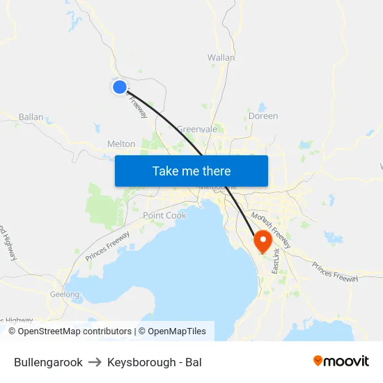 Bullengarook to Keysborough - Bal map
