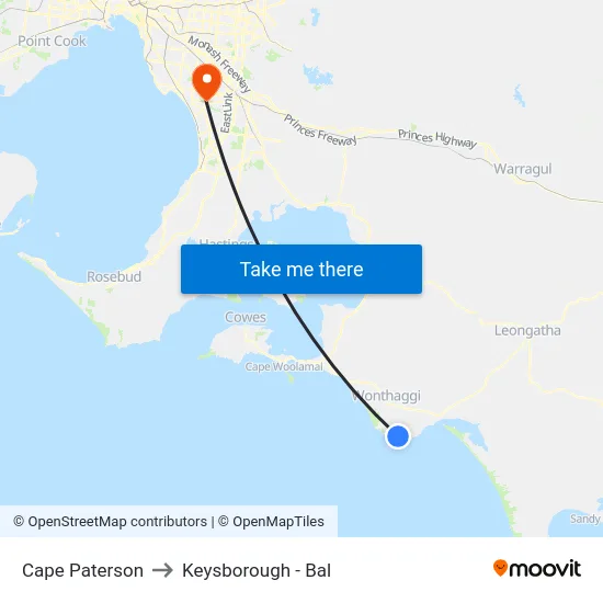 Cape Paterson to Keysborough - Bal map