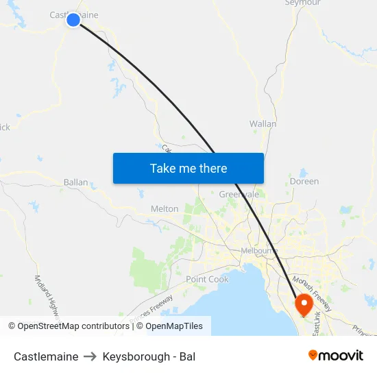 Castlemaine to Keysborough - Bal map