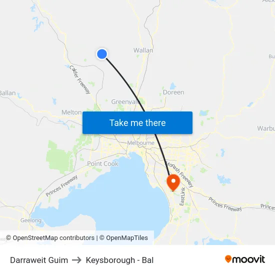 Darraweit Guim to Keysborough - Bal map