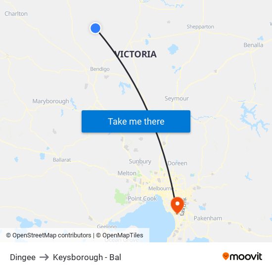 Dingee to Keysborough - Bal map