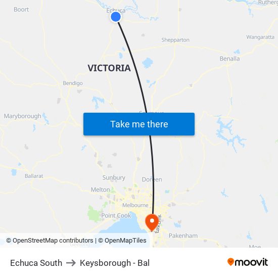 Echuca South to Keysborough - Bal map