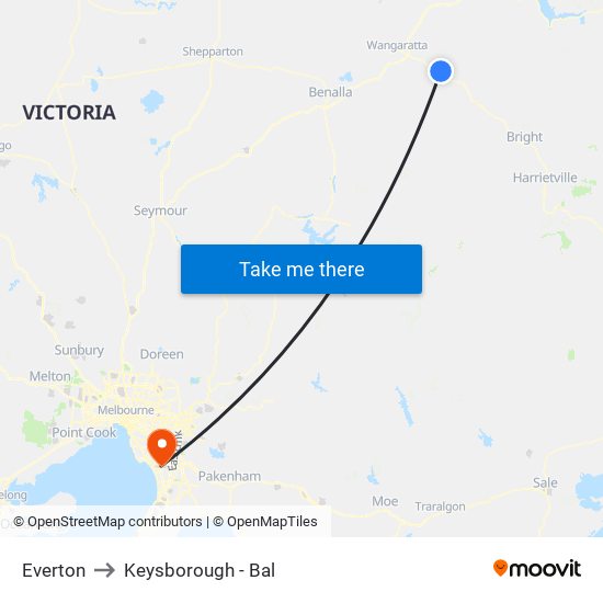 Everton to Keysborough - Bal map