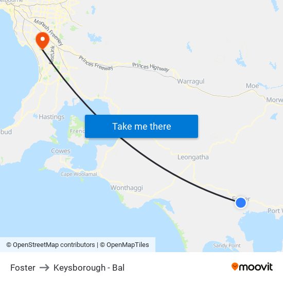 Foster to Keysborough - Bal map