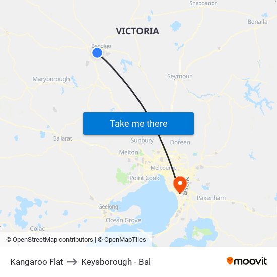 Kangaroo Flat to Keysborough - Bal map