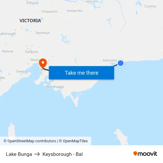 Lake Bunga to Keysborough - Bal map