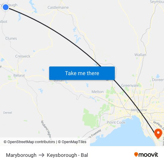 Maryborough to Keysborough - Bal map