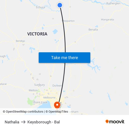 Nathalia to Keysborough - Bal map