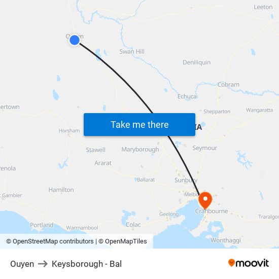 Ouyen to Keysborough - Bal map