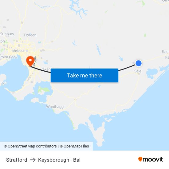 Stratford to Keysborough - Bal map