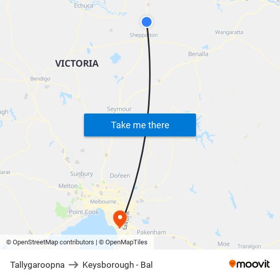 Tallygaroopna to Keysborough - Bal map