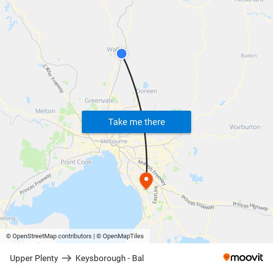 Upper Plenty to Keysborough - Bal map