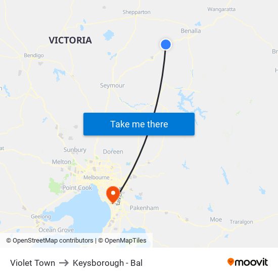 Violet Town to Keysborough - Bal map