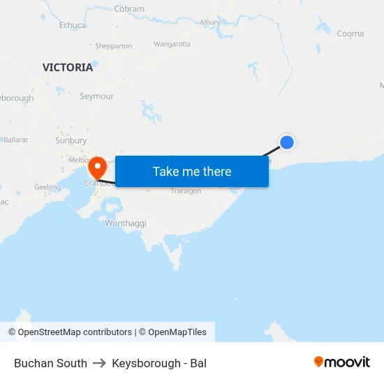 Buchan South to Keysborough - Bal map