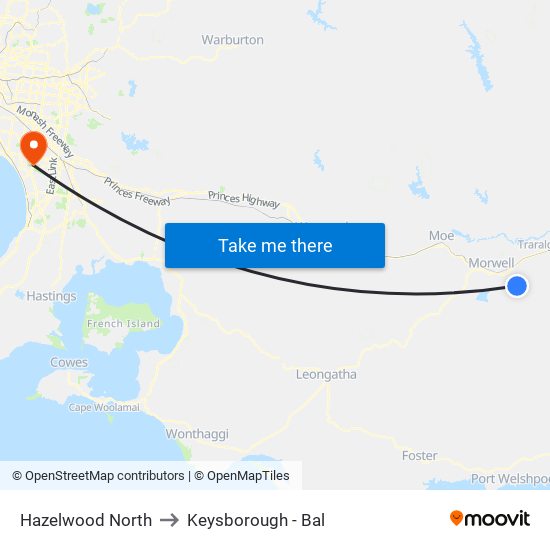 Hazelwood North to Keysborough - Bal map