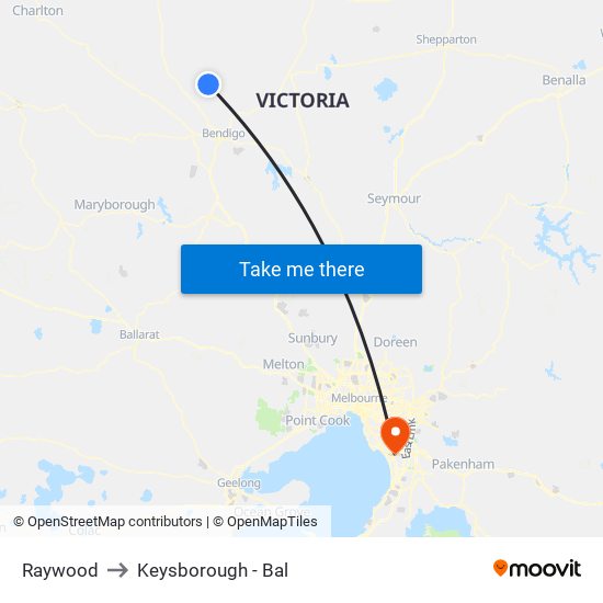 Raywood to Keysborough - Bal map