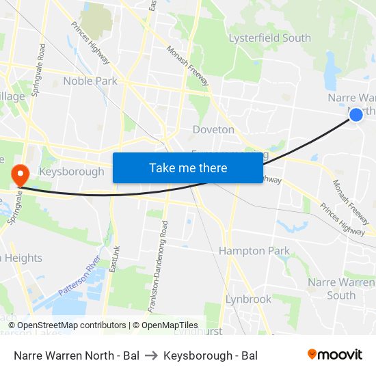 Narre Warren North - Bal to Keysborough - Bal map