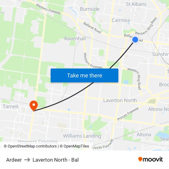 Ardeer to Laverton North - Bal map