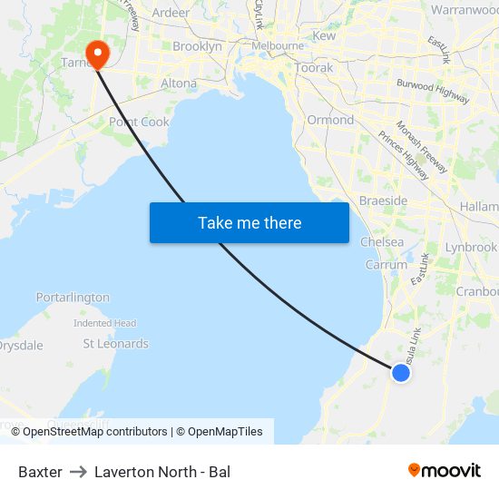 Baxter to Laverton North - Bal map