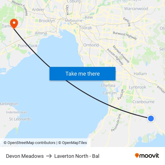 Devon Meadows to Laverton North - Bal map