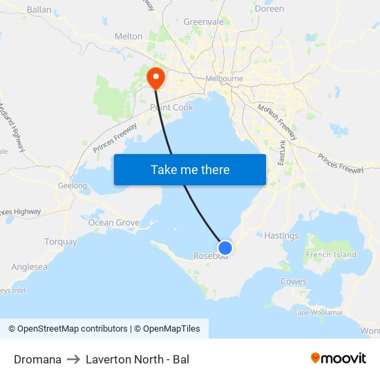 Dromana to Laverton North - Bal map