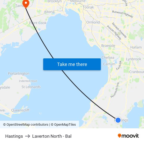 Hastings to Laverton North - Bal map