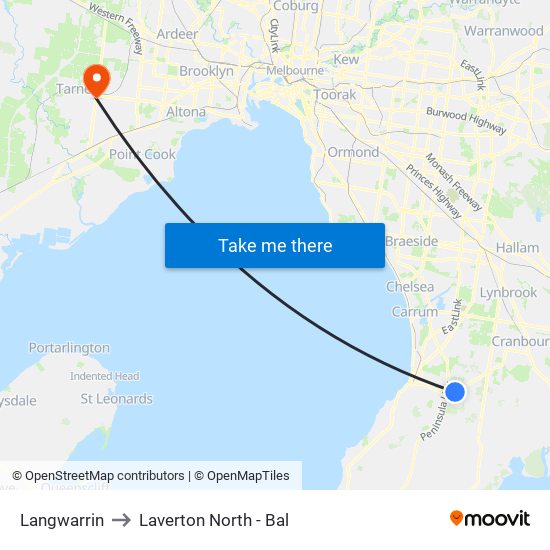 Langwarrin to Laverton North - Bal map