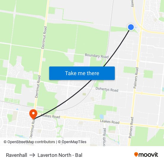 Ravenhall to Laverton North - Bal map