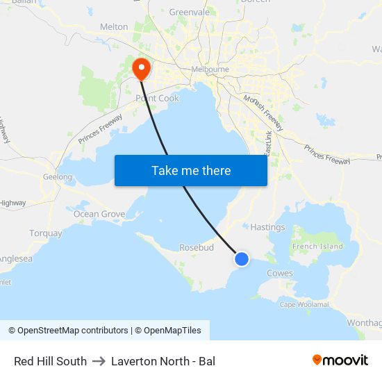 Red Hill South to Laverton North - Bal map