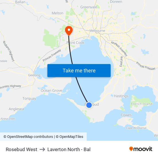 Rosebud West to Laverton North - Bal map