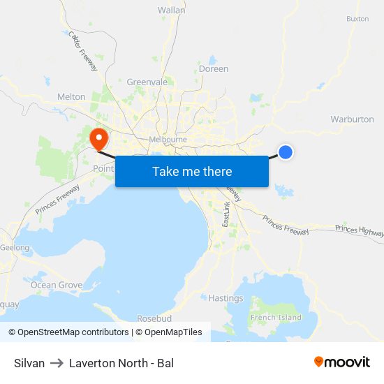 Silvan to Laverton North - Bal map