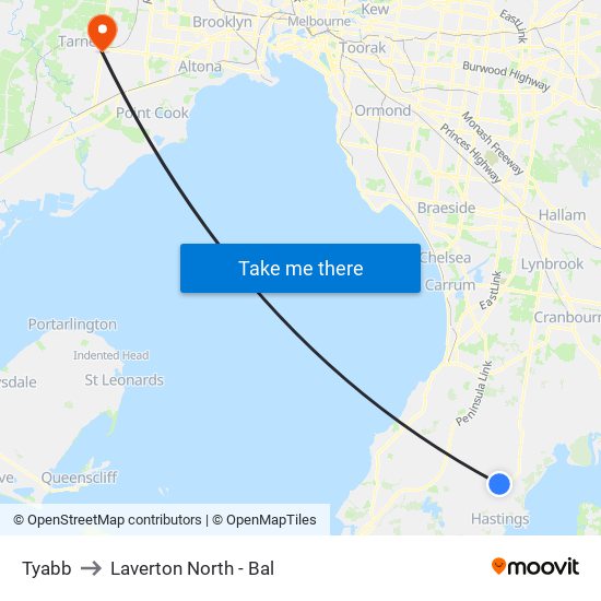Tyabb to Laverton North - Bal map