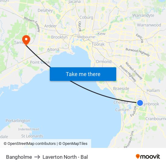 Bangholme to Laverton North - Bal map