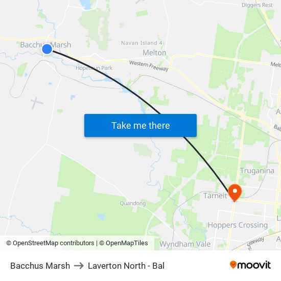 Bacchus Marsh to Laverton North - Bal map