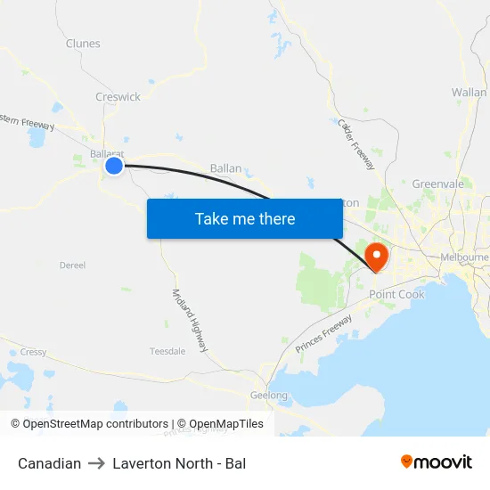Canadian to Laverton North - Bal map