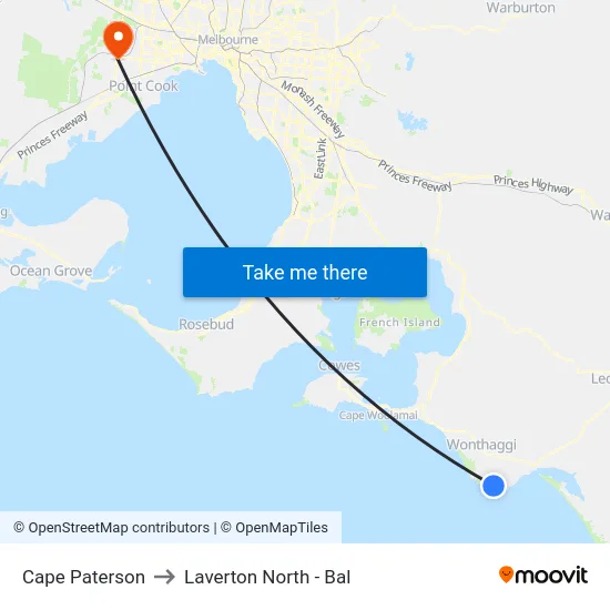 Cape Paterson to Laverton North - Bal map