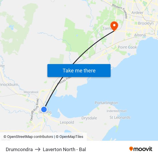 Drumcondra to Laverton North - Bal map