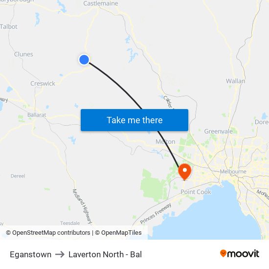 Eganstown to Laverton North - Bal map