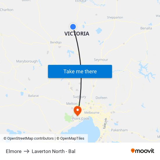 Elmore to Laverton North - Bal map