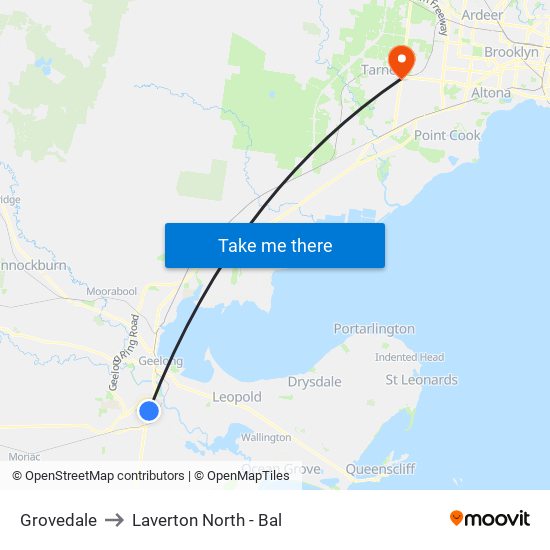 Grovedale to Laverton North - Bal map