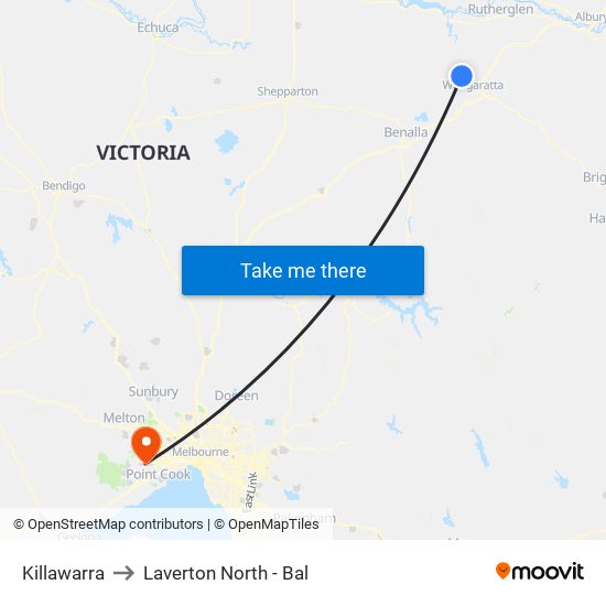 Killawarra to Laverton North - Bal map