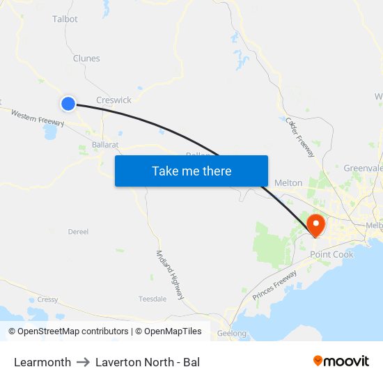 Learmonth to Laverton North - Bal map