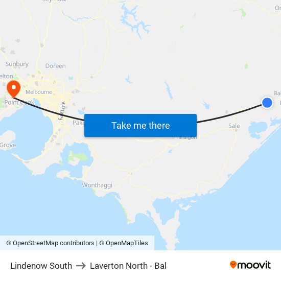 Lindenow South to Laverton North - Bal map