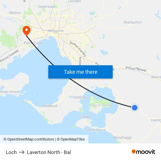 Loch to Laverton North - Bal map