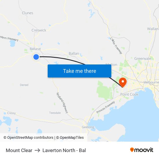 Mount Clear to Laverton North - Bal map