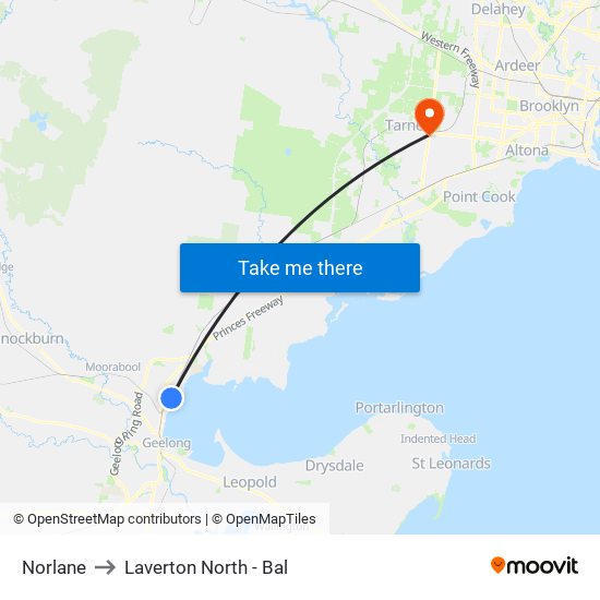 Norlane to Laverton North - Bal map