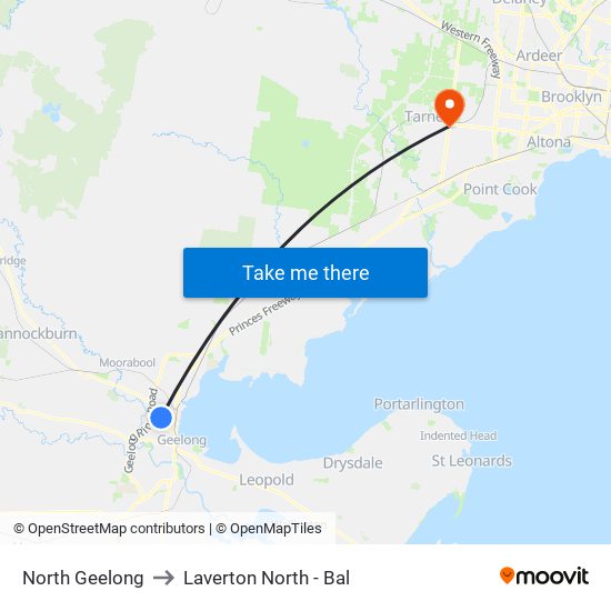 North Geelong to Laverton North - Bal map