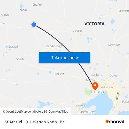 St Arnaud to Laverton North - Bal map