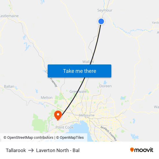 Tallarook to Laverton North - Bal map